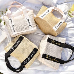 Personalized Bridesmaid Beach Bags,Beach Straw Bags,Burlap Tote Bag,Bridal Shower Bag,Wedding Gift,Beach Bag Bachelorette,Wedding Favors