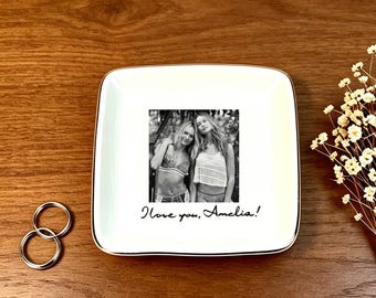 Personalised Photo Trinket Dish, Custom Jewelry Ring Dish, Trinket Tray for Best Friend, Bestie, Bridesmaid Proposal, Wedding Gift