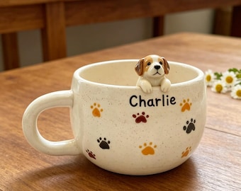 Custom Dog Portrait Mugs, Handcrafted Pet Figurine Ceramic Mugs, Gifts for Dog Lovers