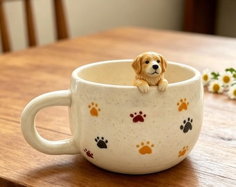 Custom Dog Portrait Mugs, Handcrafted Pet Figurine Ceramic Mugs, Gifts for Dog Lovers