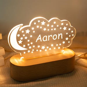 Personalized Night Light, Custom Name, Bedroom Decor, Custom Acrylic Night Light, Gift for her, Baby Bedroom Night Light, Newborn Gift
