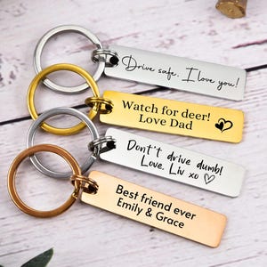 Stainless Steel Keychain,Engraved Keychain,Custom Metal Keychain,Drive Safe Keychain,Personalized Gifts for him her,Best Friend Gifts