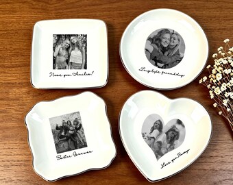 Personalised Photo Trinket Dish with Stand: Custom Jewelry Ring Dish, Wedding Gift, Bridesmaid Proposal, Trinket Tray for Best Friend/Bestie