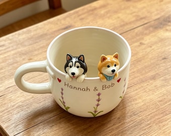 Personalized pet mugs, custom dog/cat mugs, hidden pet mugs, gifts for dog lovers, dog mugs