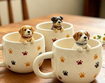 Personalized Dog Statue Mugs, Custom Pet Sculpture Mugs, Dog/Cat Wall-Mounted Mugs, Gifts for Pet Owners