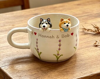 Personalized Dog Portrait Mugs, Custom 3D Pet Sculpture Mugs, Hidden Pet Mugs, Gifts for Dog Lovers