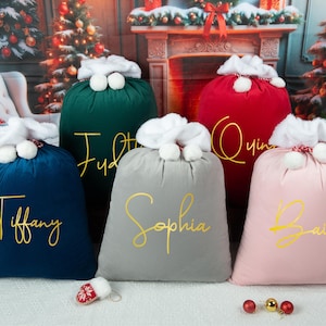 Custom Velvet Santa Sack, Christmas Gift Bag, Xmas Gift Bags, Christmas Gift Bag for New Year Christmas Party Supplies Favors