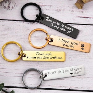 Engraved Stainless Steel Keychain,Custom Metal Keychain,Drive Safe Keychain,Personalized Gifts for him her,Best Friend Gift,Be Safe Keychain
