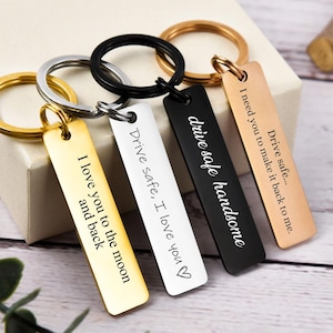 Personalized Stainless Steel Keychain,Engraved Keychain,Drive Safe Keychain,Custom Gifts for him her,Keychain Accessories,Couple Keychain