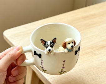Custom pet 3D statue mugs, personalised dog portrait mugs, gifts for pet owners,Dog Memorial
