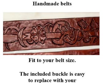 Leather Belt of Pirate Skulls, Dagger through skull