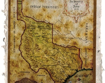 Texas Republic 1836 on Handmade Paper