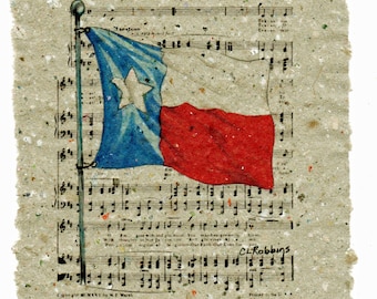 Texas Our Texas on Handmade Paper