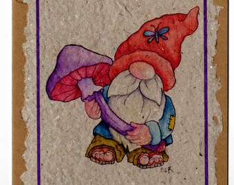 Gnome with Mushroom Notecard