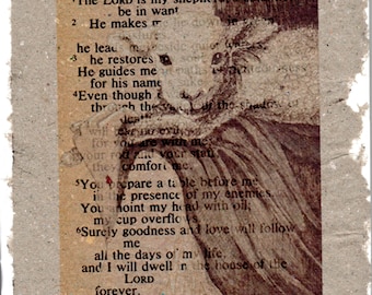 The Good Shepherd Psalm 23 on Handmade Paper