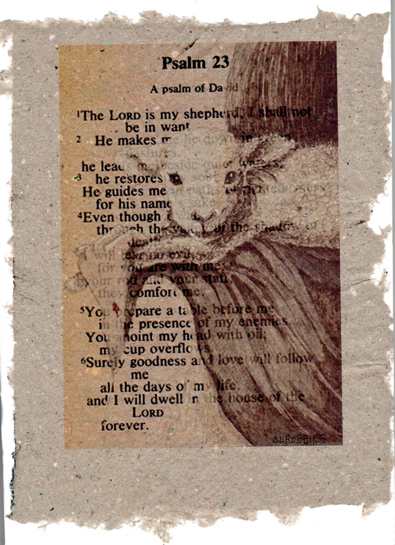 The Good Shepherd Psalm 23 on Handmade Paper image 1