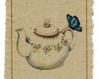 Teapot on Handmade Paper
