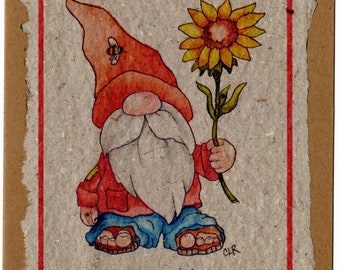 Gnome with Flower Notecard