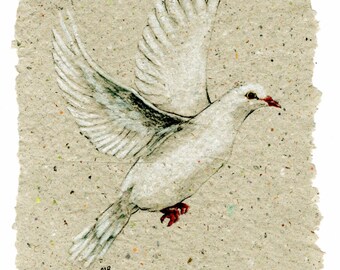 Dove on Handmade Paper