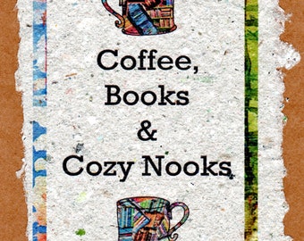 Coffee, Books & Cozy Nooks Notecard on Handmade Paper