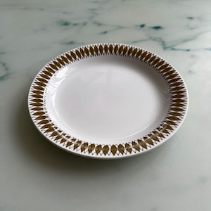 Rörstrand ADRIA Side Plate - Vintage Scandinavian Design, Brown Geometric Pattern, Mid Century Swedish Porcelain