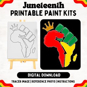 African Fist Digital Sip n Paint Download | Paint Kit for Girls Night| Black History Month | BHM | Juneteenth | Sip n Paint Canvas