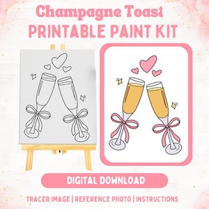 Champagne Toast Sip n Paint Digital Download | Paint Kit for Girls Night| Bridal Shower Activity | Sip n Paint Canvas