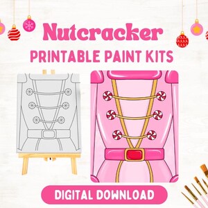 Pink Nutcracker Christmas Activity: Paint Kits or Coloring Pages (Digital Download)