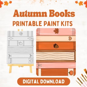Autumn Books Sip n Paint Digital Download | Paint Kit for Girls Night | Autumn Sip n Paint Canvas