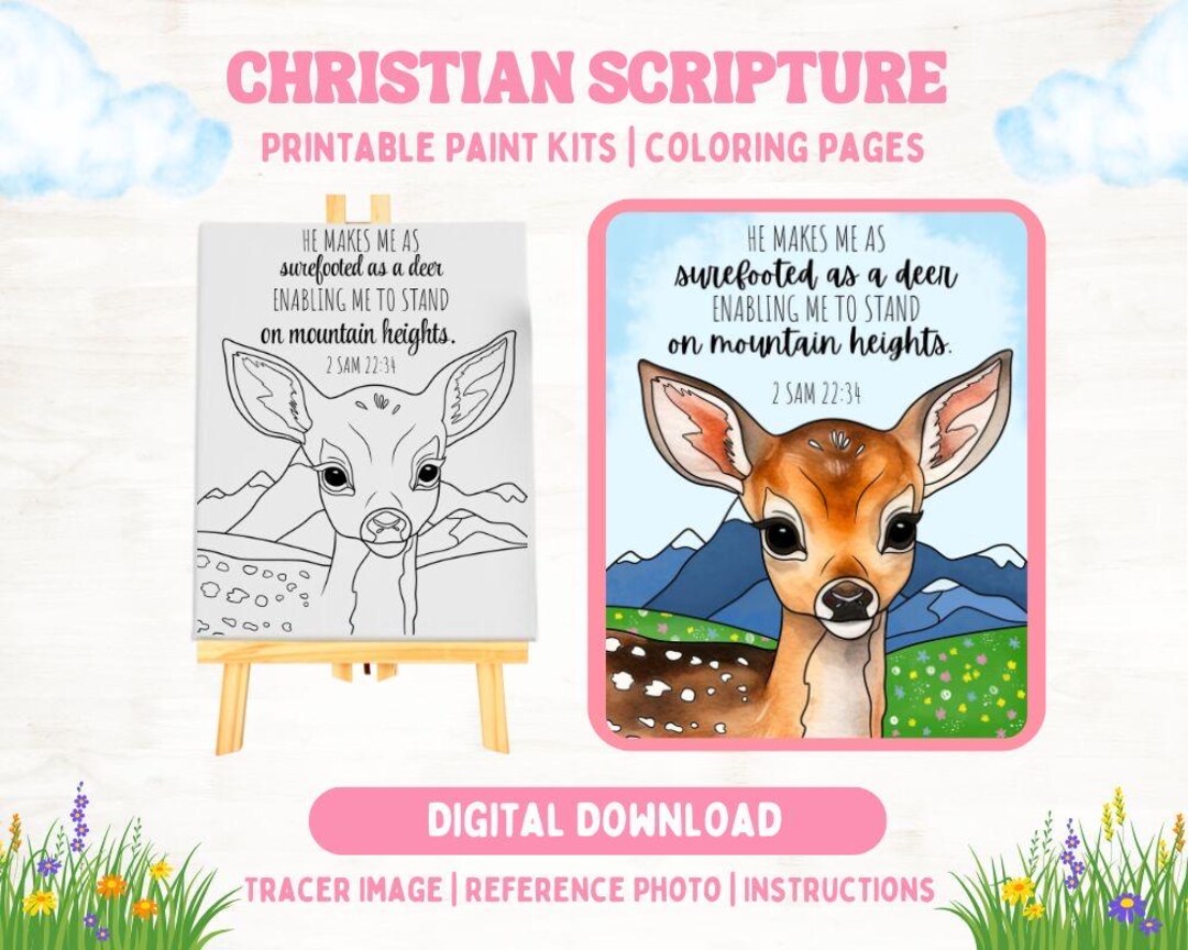Christian Scripture Art: Sip N' Paint or Coloring Page (digital ...