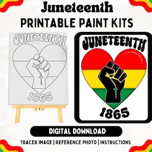 Juneteenth Digital Sip n Paint Download | Paint Kit for Girls Night| Black History Month | BHM | Juneteenth | Sip n Paint Canvas
