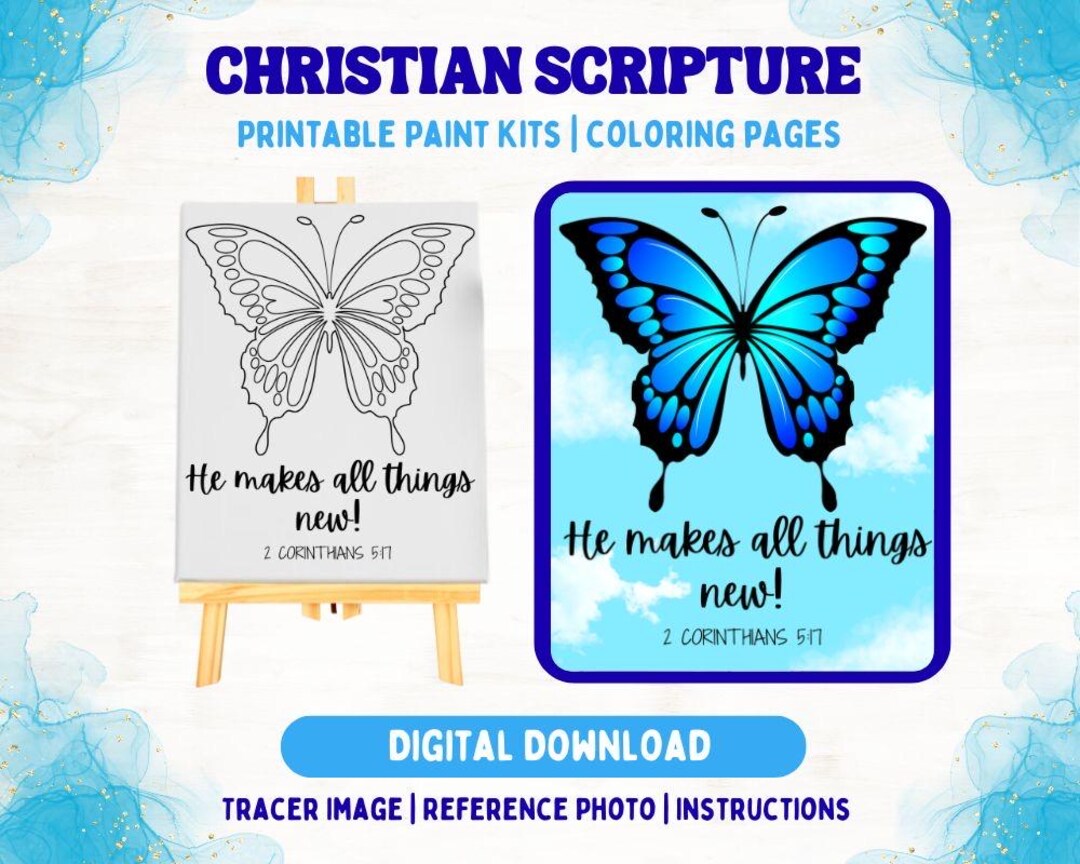 Christian Woman Sip N Paint or Coloring Page Download | Butterfly Art ...