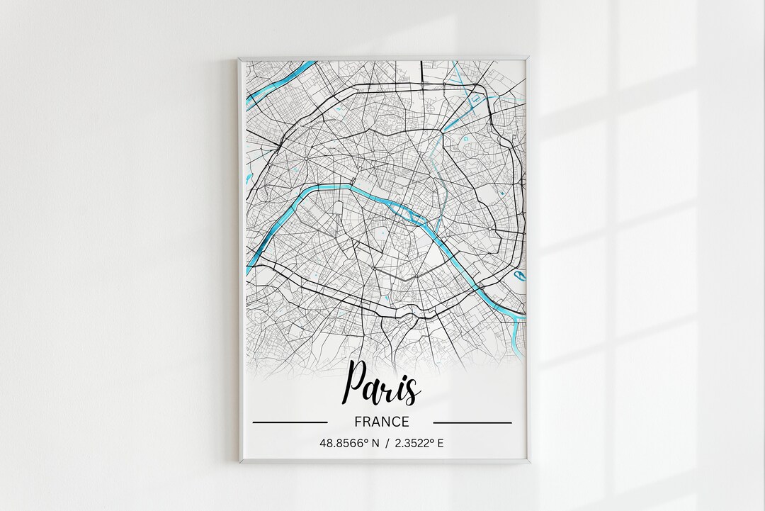Paris City Map, Printable Wall Art, Map Printable, City Map Print ...