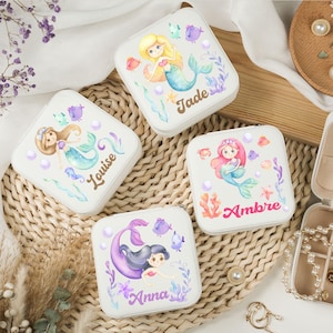Personalisierte Mädchen Meerjungfrau Schmuckschatulle, Reise Schmuckschatulle für kleines Mädchen, Geburtstagsgeschenke für kleine Mädchen, Weihnachtsgeschenke für Kinder