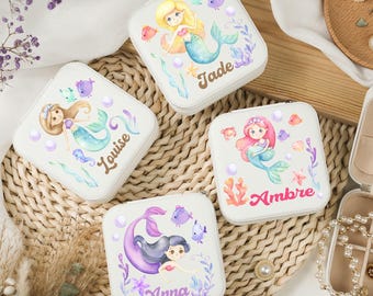Personalized Mermaid Jewelry Box: Custom Leather Travel Case