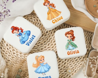 Personalisierte Prinzessin Leder Schmuckschatulle: Geburtstagsgeschenk für Mädchen