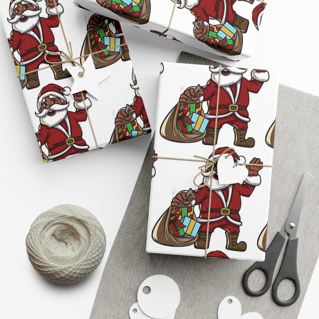 Santa Ramp Paper Gift Wrap Papers Classic Black Santa - Etsy