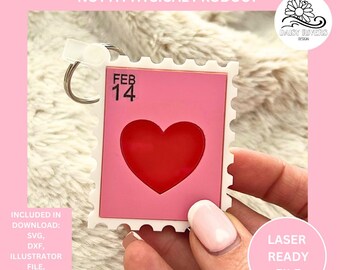 Valentine's Day Stamp Keychain Laser Cut File (Digital Download)