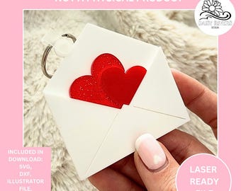 Love Letter Envelope Keychain SVG, Laser Cut File (Digital Download)