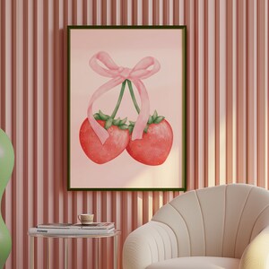 Coquette Strawberries Digital Art Print