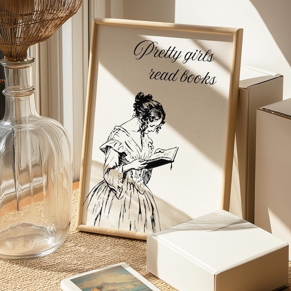 Pretty girls read books Digital Art Print