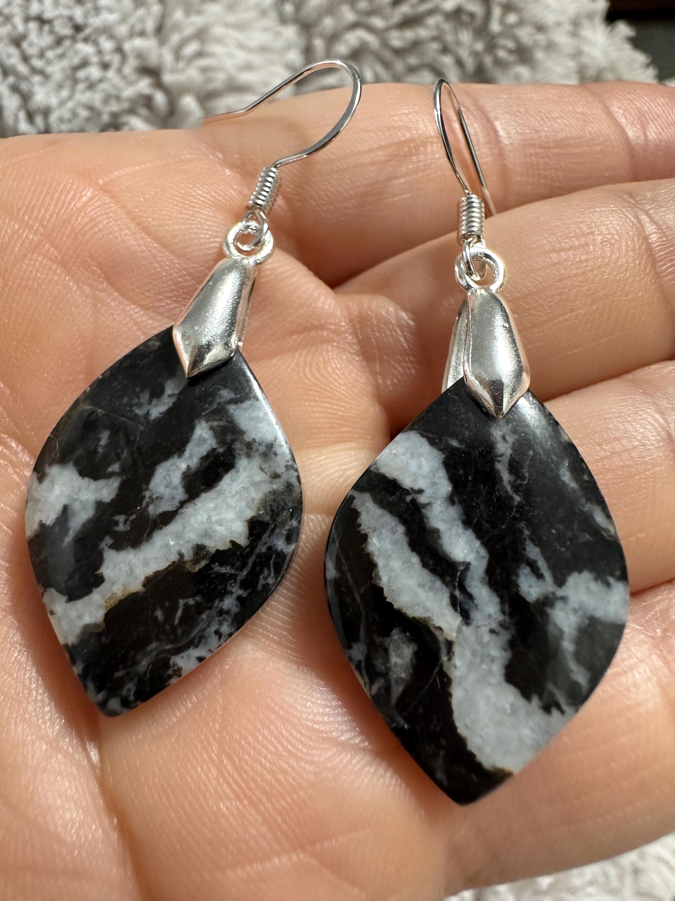 天然ゼブラジャスパーイヤリング - Etsy 日本