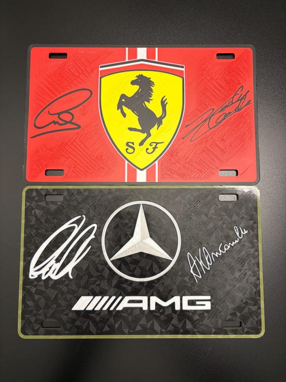 F1 Team License Plate - 3D Printed with Replica Autographs - 2026