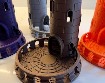 3D Printed Dice Tower - Castle Spiral Staircase Dice Roller - DND RPG Tabletop Gaming Accessory Tray - Custom Colors