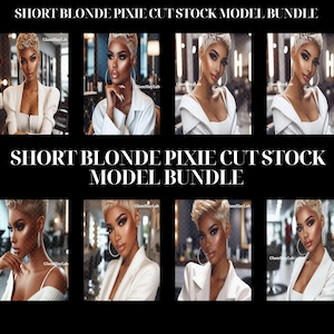 Peut inclure: Un ensemble de huit photos de stock mettant en scène une femme avec une coupe de cheveux courte et blonde de type pixie. La femme porte une veste blanche et un haut blanc sur chaque photo. Les photos sont prises dans différents contextes, notamment un salon et une rue de la ville.