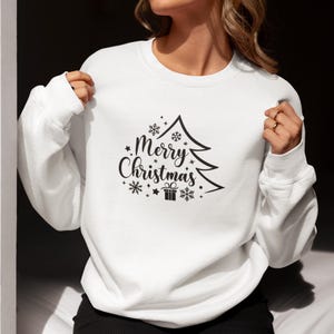 Weihnachten bestickt Sweatshirt, Weihnachten Pullover, Weihnachten Rundhalsausschnitt, Urlaub Pullover für Frauen, Winter Sweatshirt