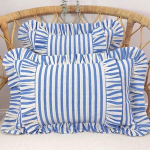 Bohemian Frill Linen Striped Pillow Cover - Different Color Options With Frill Edges - Linen Lulu