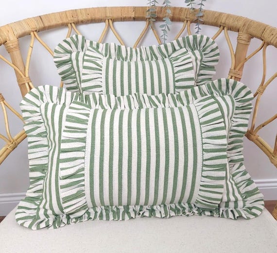 Bohemian Frill Linen Striped Pillow Cover - Different Color Options With Frill Edges - Linen Lulu