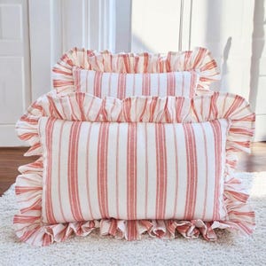 Bohemian Frill Linen Striped Pillow Cover - Different Color Options With Frill Edges - Linen Lulu