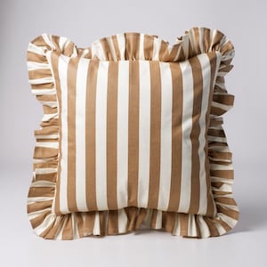 Bohemian Frill Striped Pillow Cover - Ruffle Pillow - Different Color Options With Frill Edges -  Linen Lulu